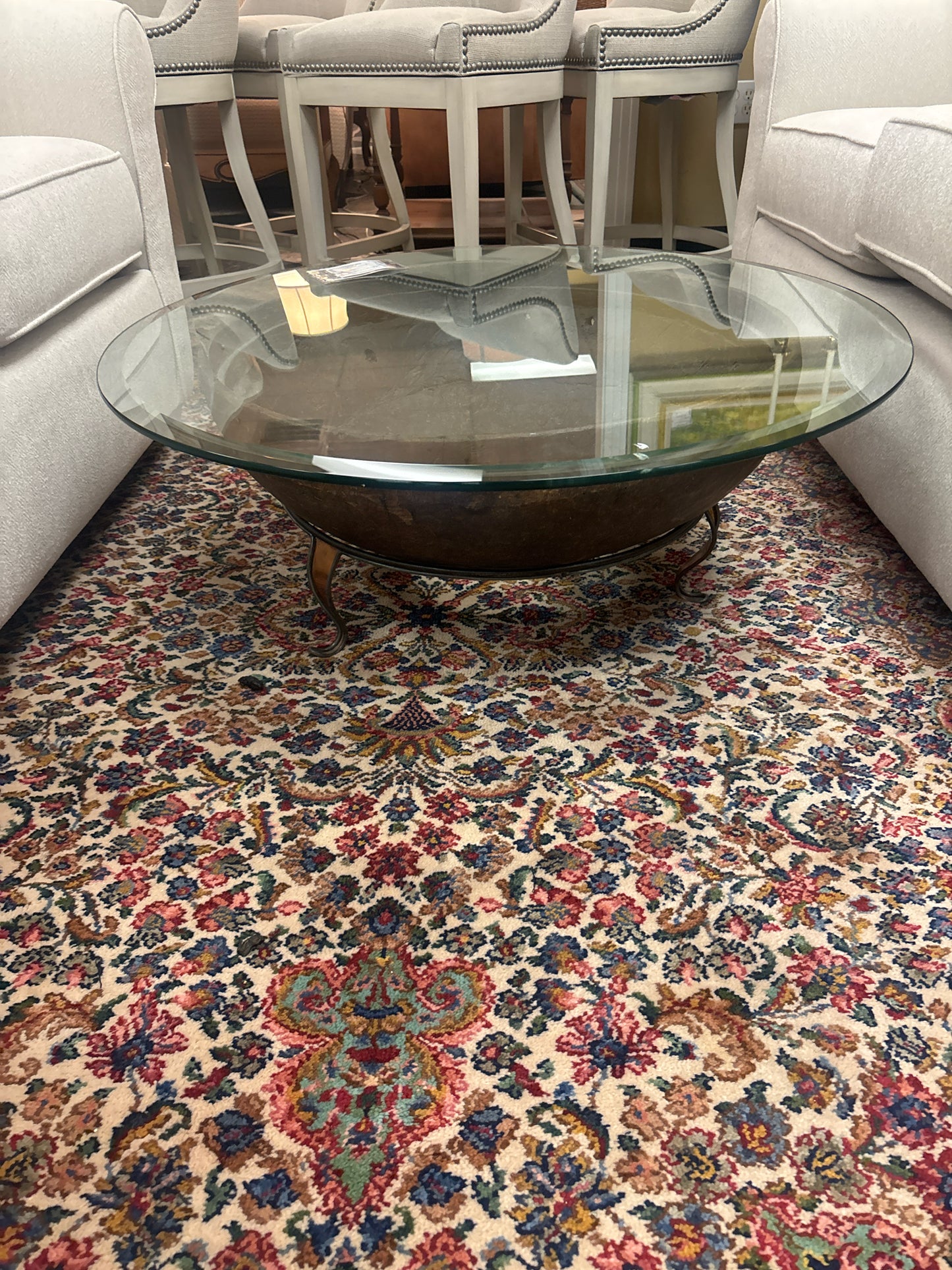 SE Asian Tribal Drum w/ Glass Top Table