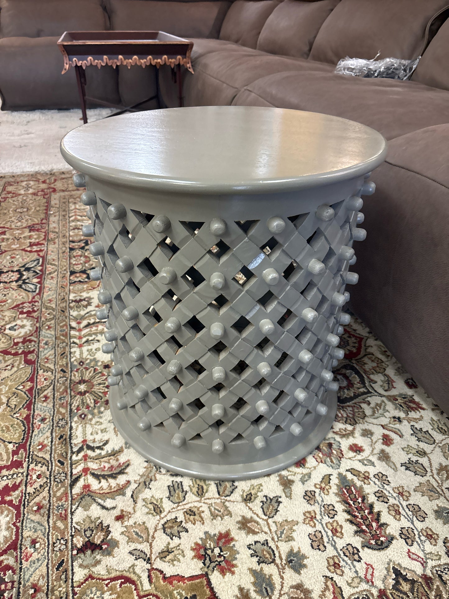 18" Gray Round Ballard Design Bornova Side Table