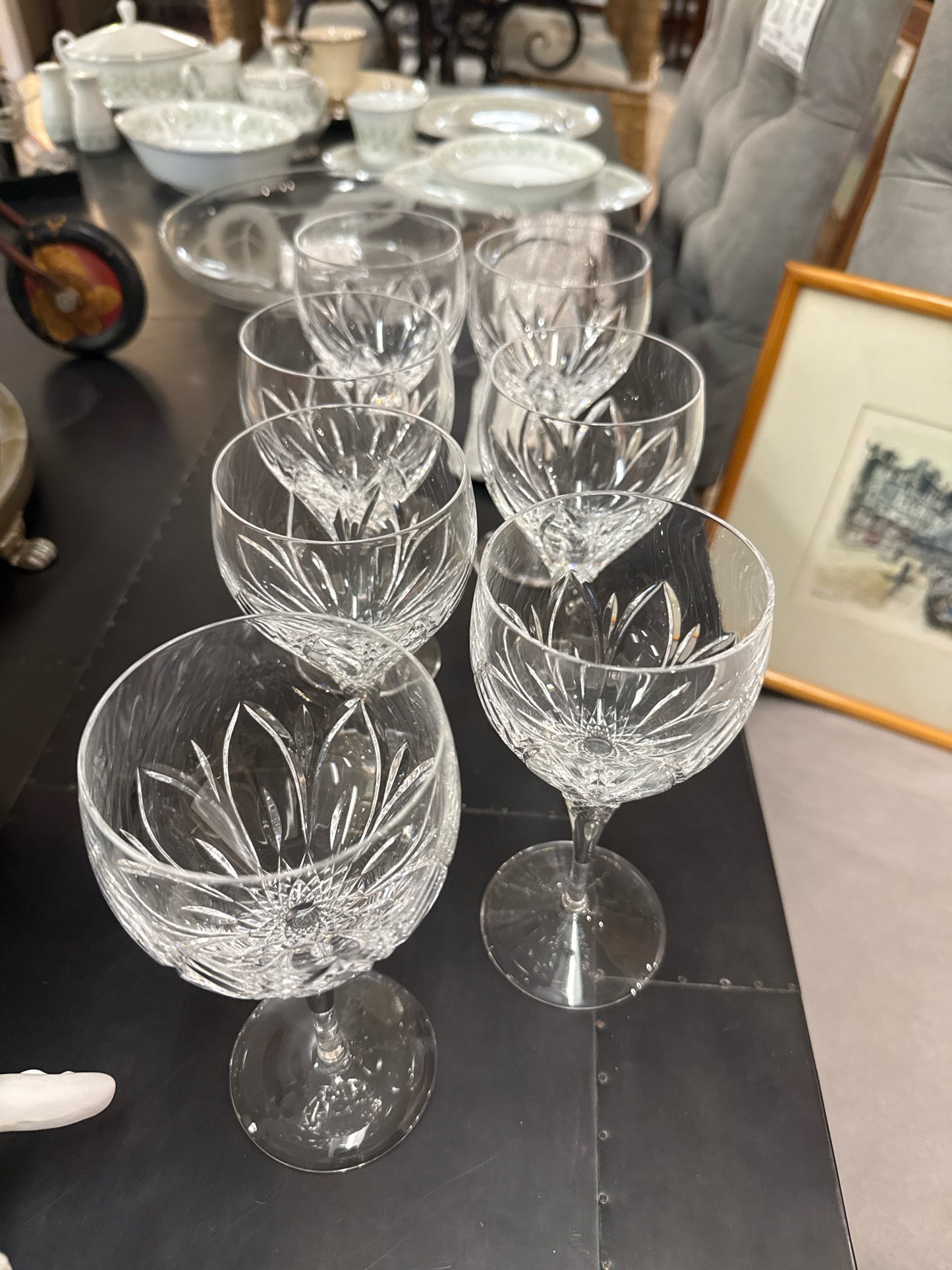 SET 7 Atlantis Chantilly Crystal Wine Glasses
