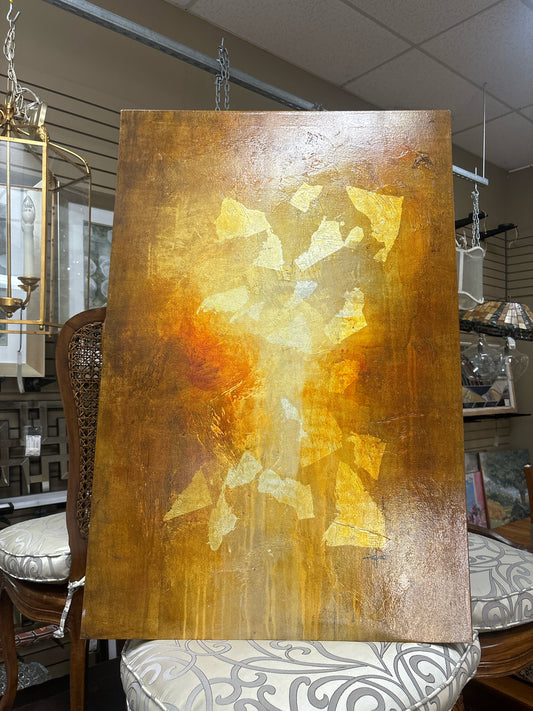 Signed Canvas - Gold Mixed Media Titled Silver World