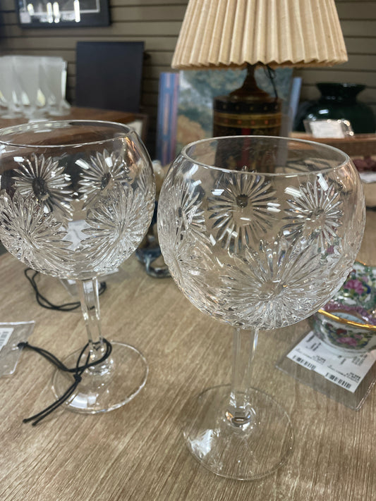 Pair Waterford Crystal Millenium Goblets