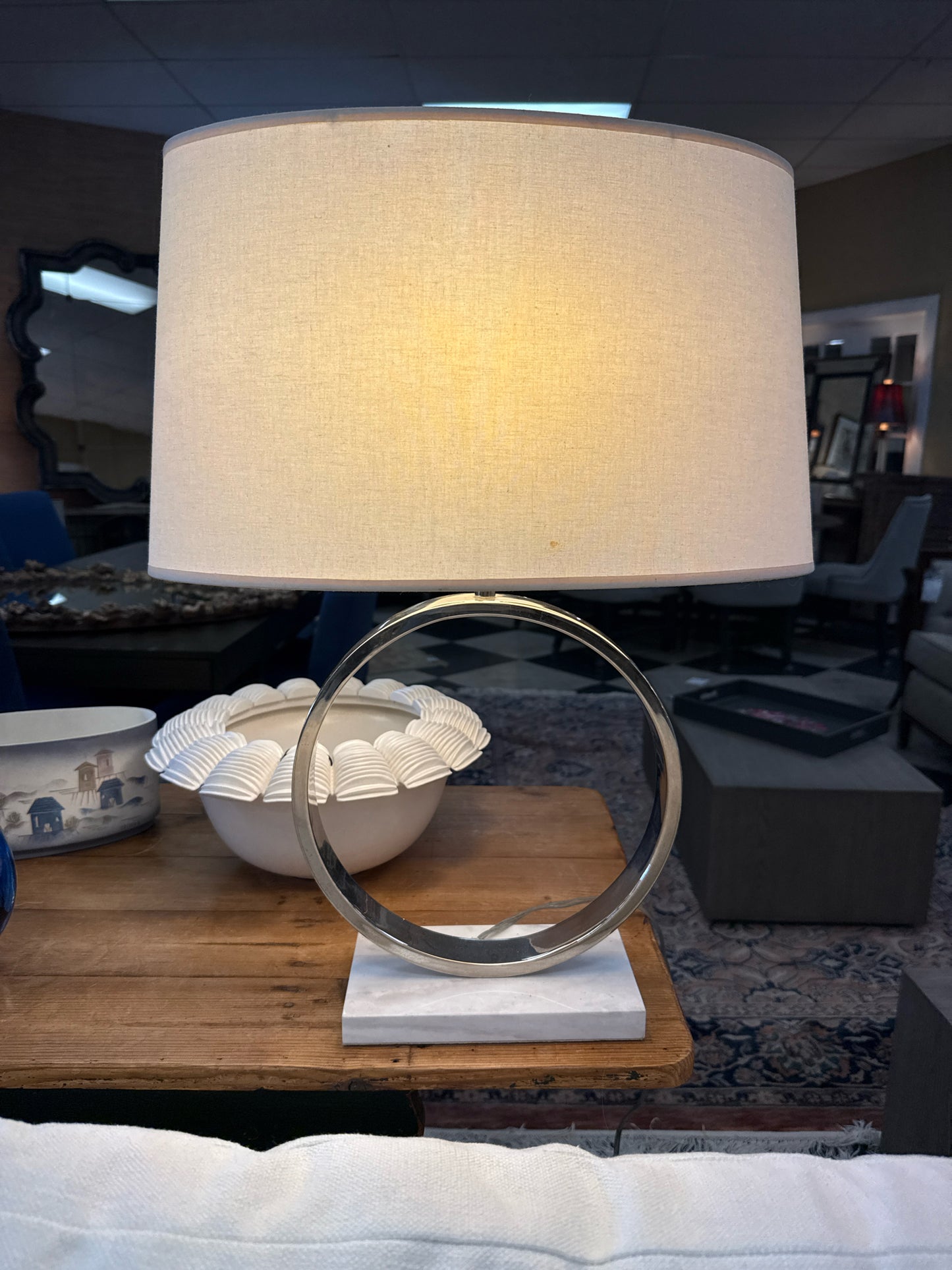 Robert Abbey Polished Nickel w/ Marble Base Table Lamp