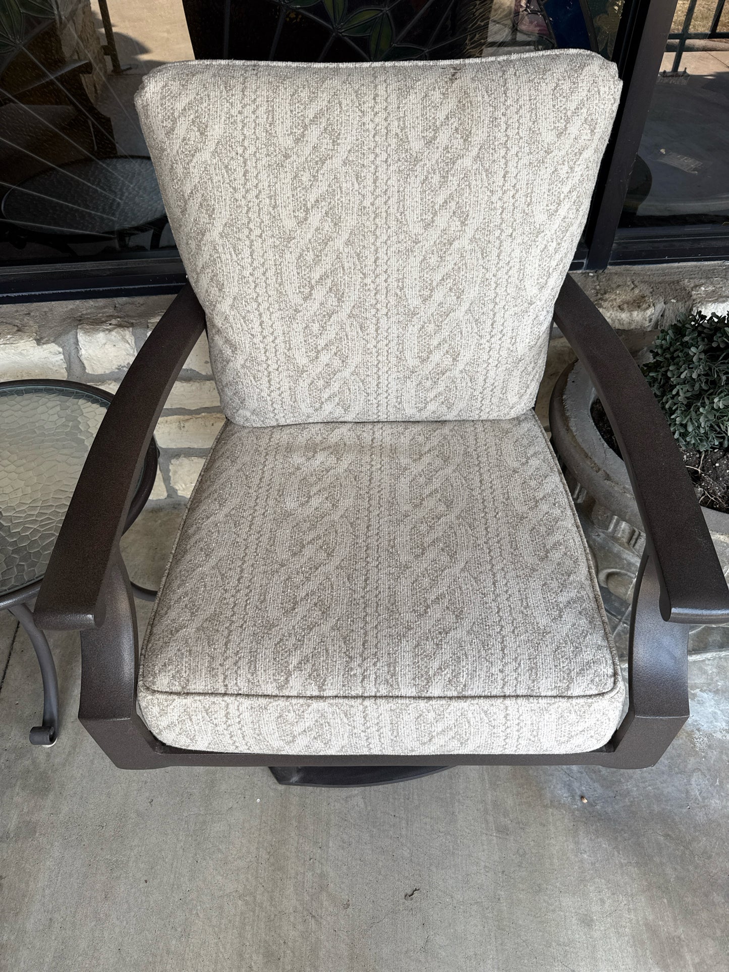 Two Outdoor Swivel Chairs w/Cushions