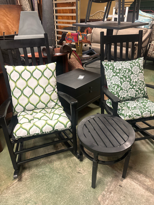 3 Piece SET - 2 Rockers w/ Cushions and Small Table