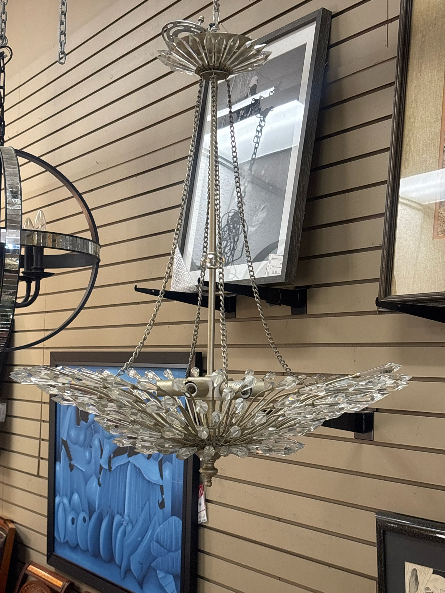 Elk Viva Natura 6Lt Chandelier in Aged Silver (extra crystals in box@desk)