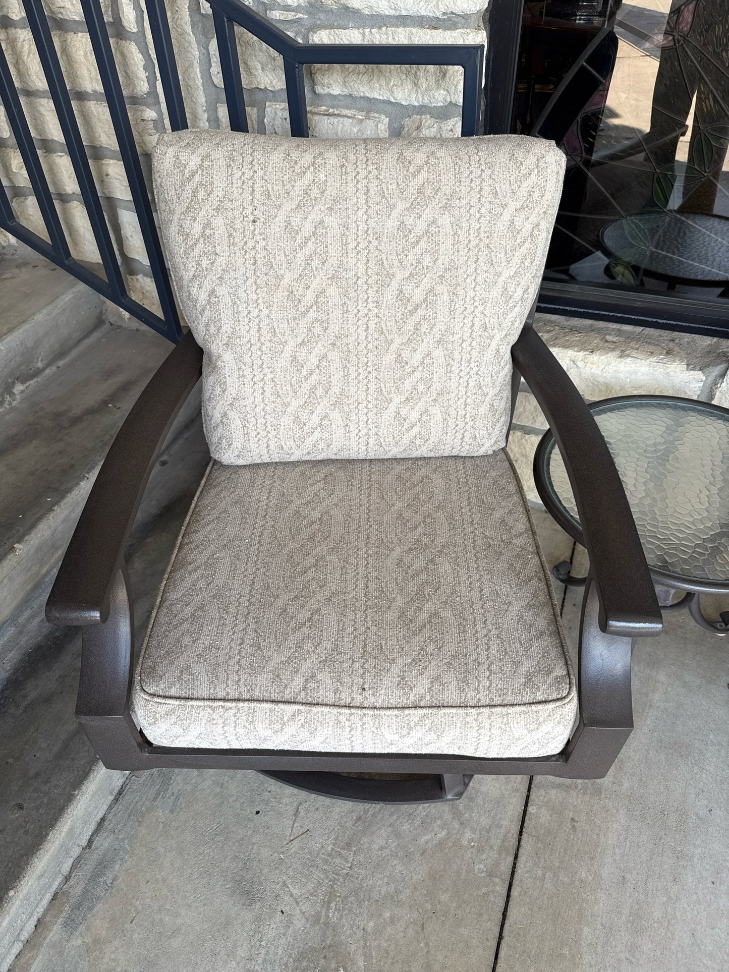 Two Outdoor Swivel Chairs w/Cushions