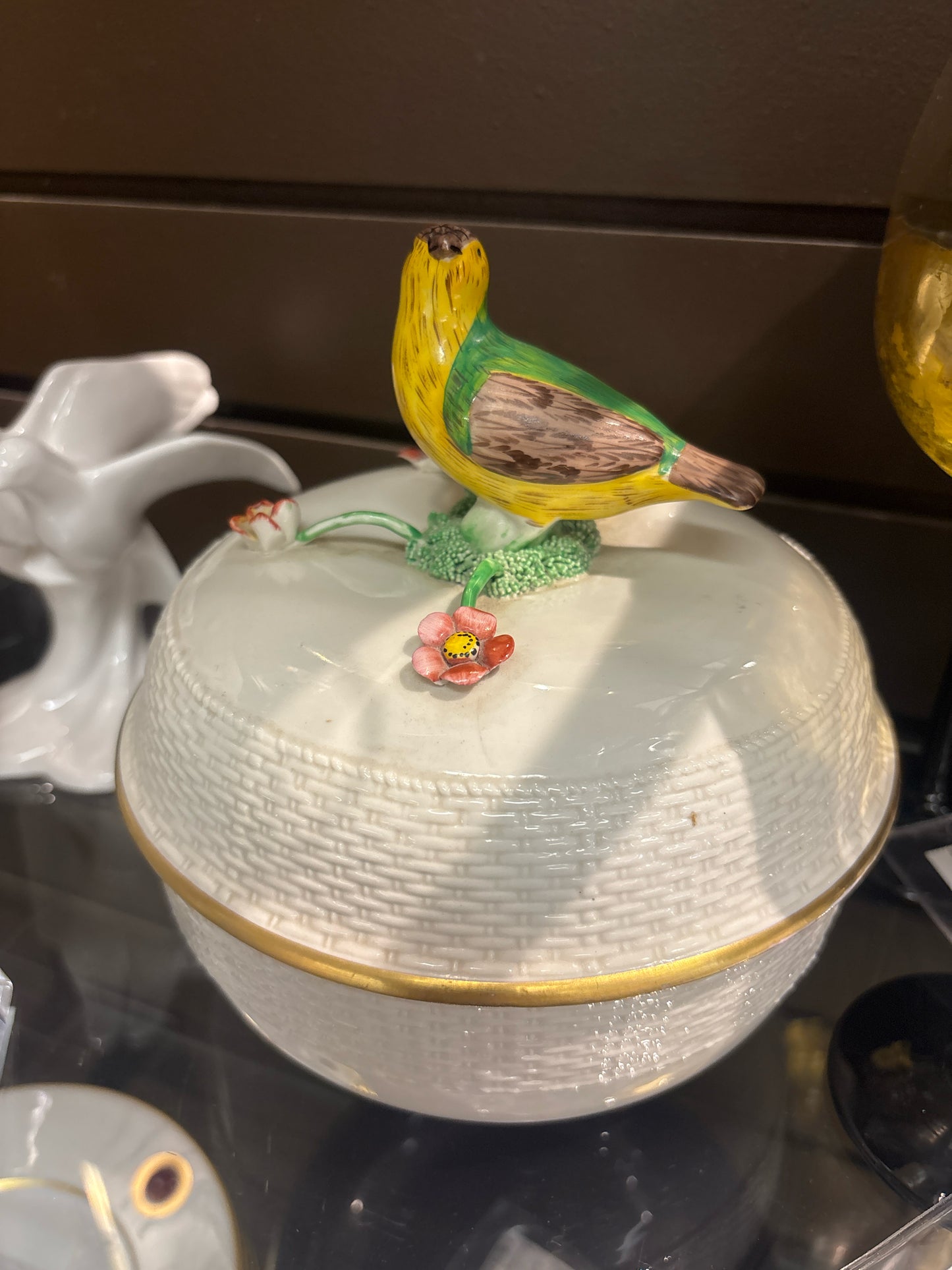 Hand Painted Italian Porcelain Trinket Bowl with Lid