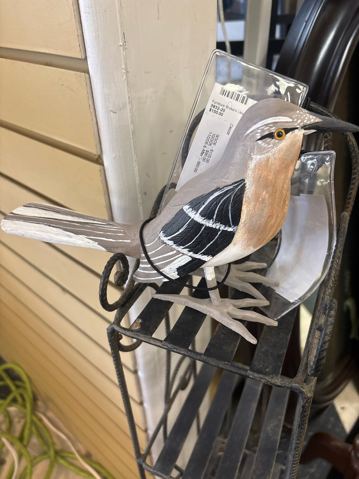 Handpainted & Carved Northern Mockingbird By Ivy Billiot of Houma Nation