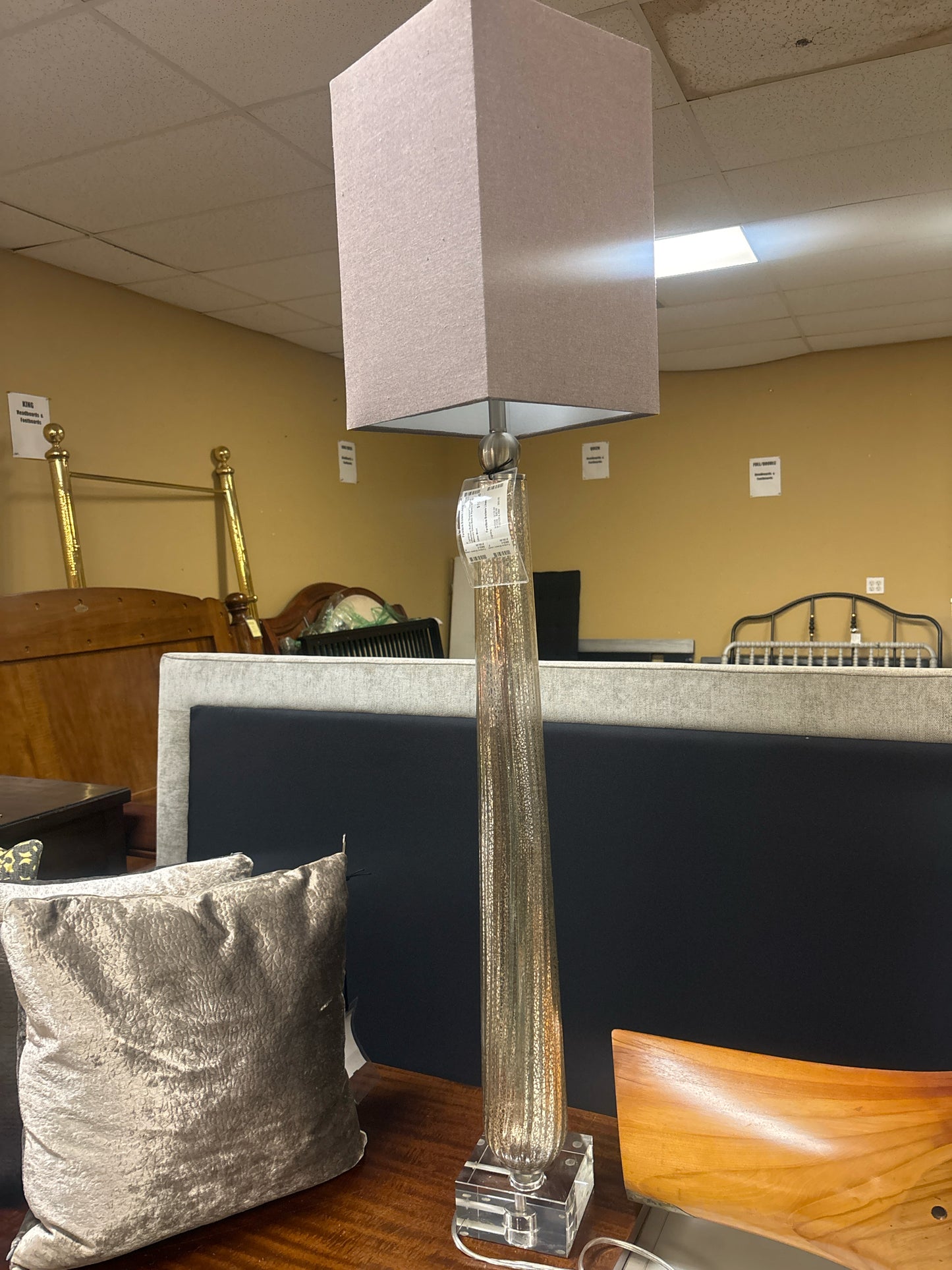 Uttermost Buffet "Durance" Lamp w/ Mercury Glass Base & Square Shade