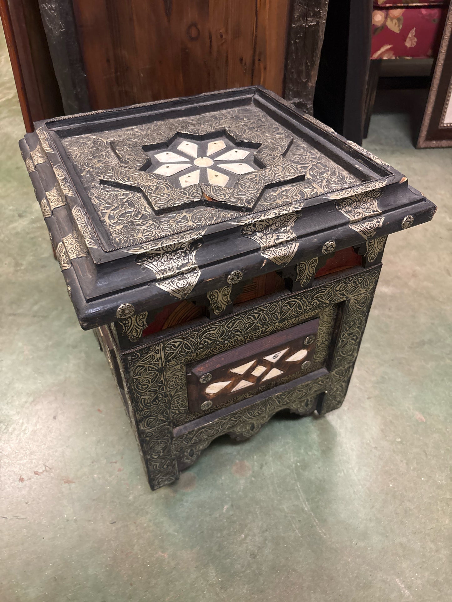 Handcrafted Reproduction Syrian Side Table w/ Mother of Pearl Inlay