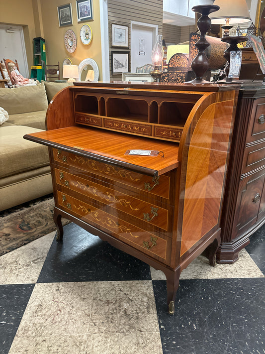 Italian Inlaid Roll Top Desk (Reproduction)