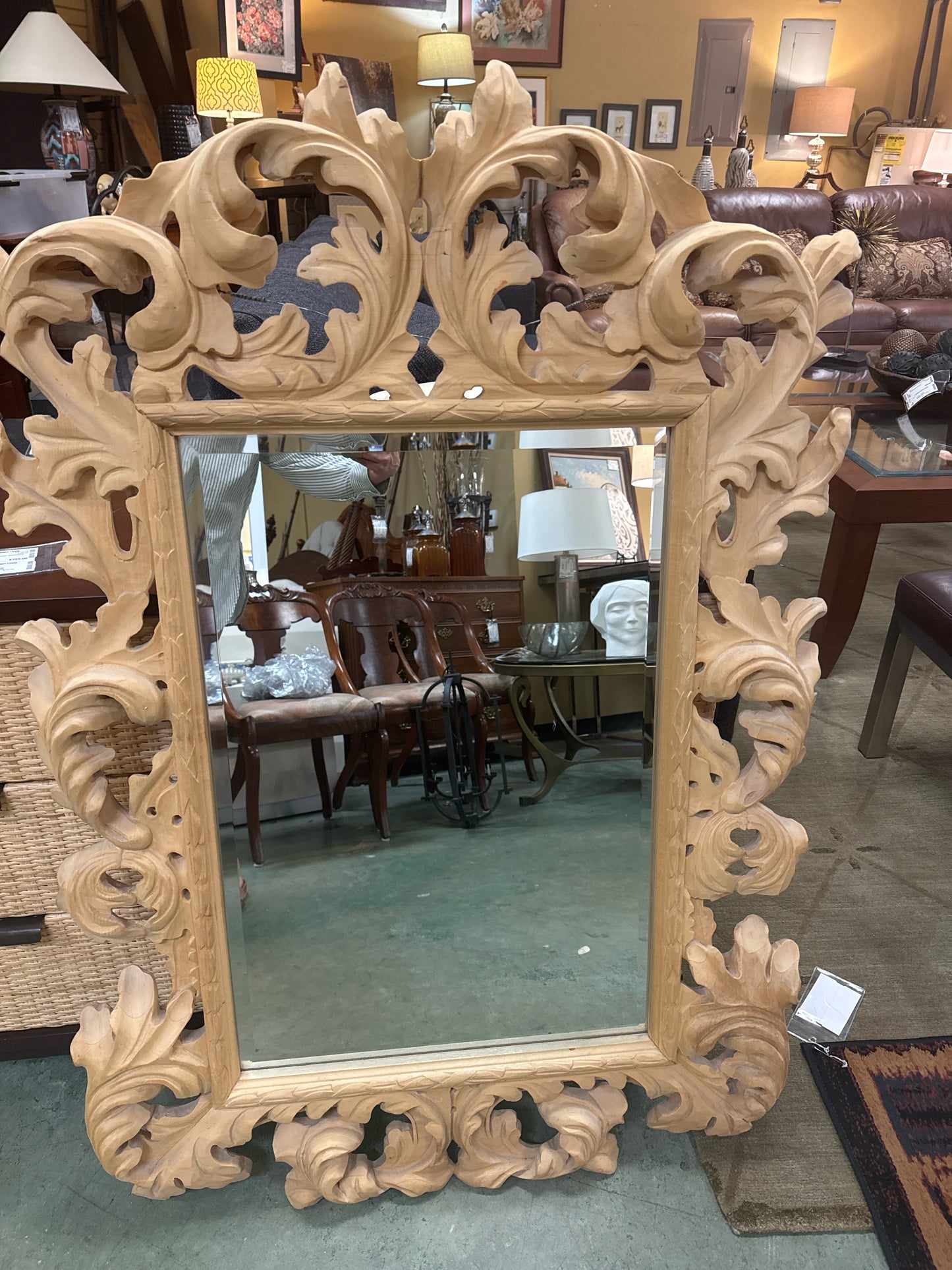Carved Wood Mirror