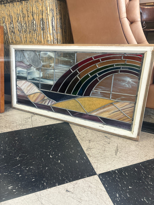 Beautiful Stain Glass Window in Wooden Frame (50x25)
