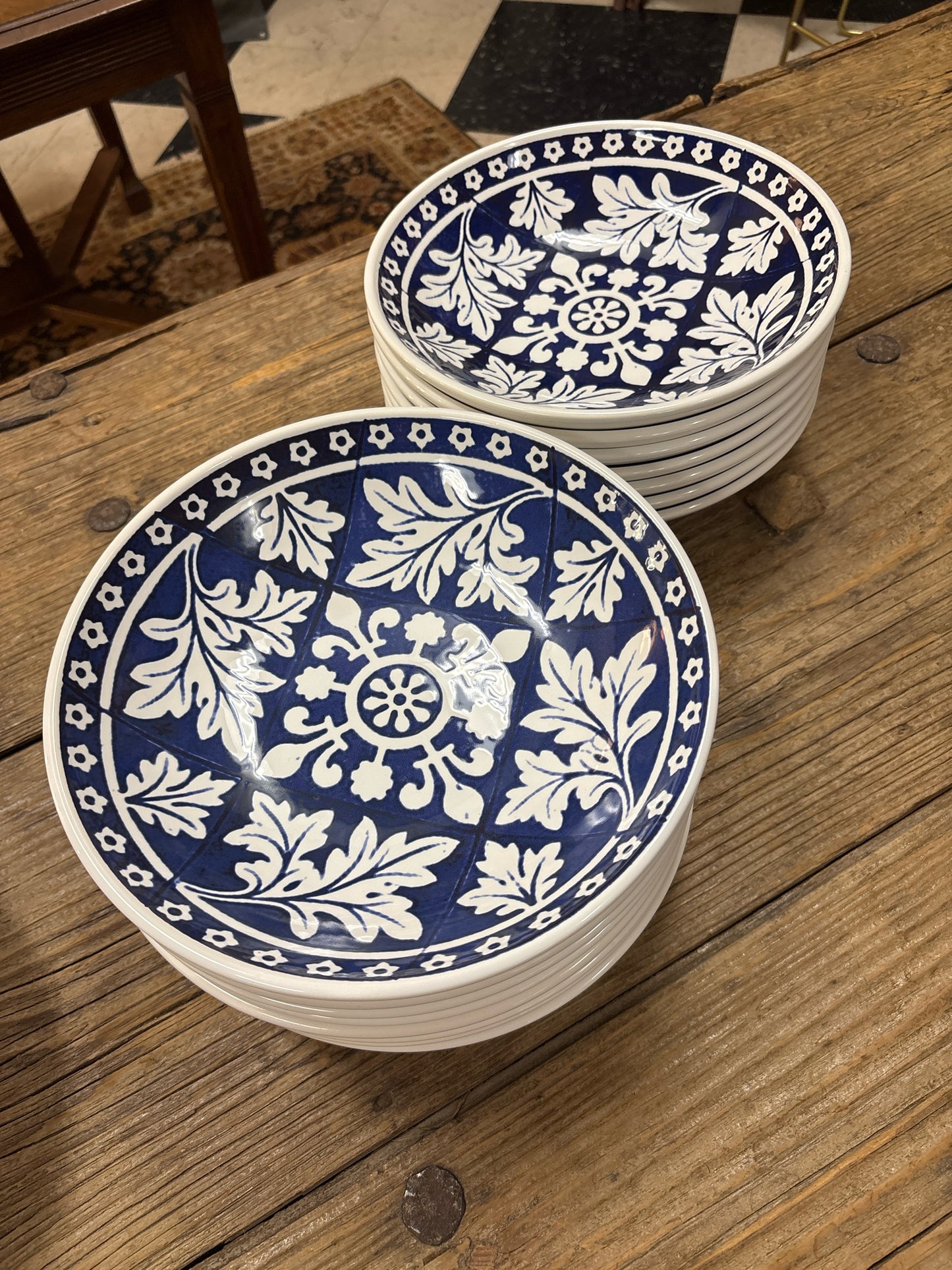 William Sonoma - Blue Tile Pattern Pasta Bowls (Set of 14)