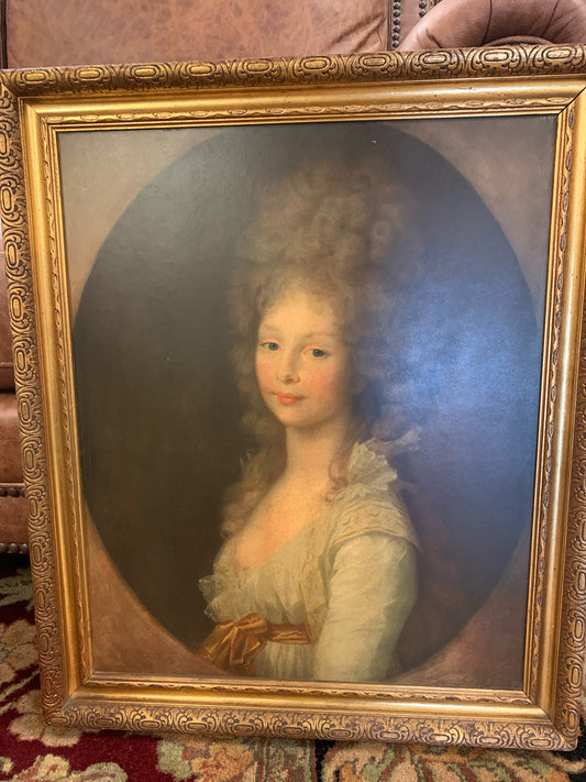 Antique Antoinette Portrait in Gold Frame 21x26