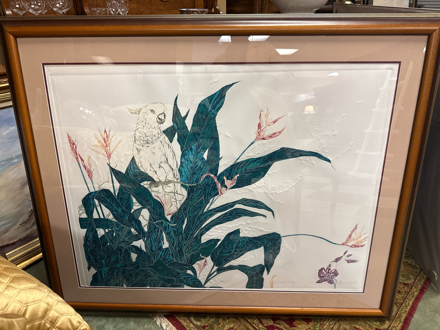 Leopardo Etchings Embossed paper By Joanna White (Bird) (51x41)