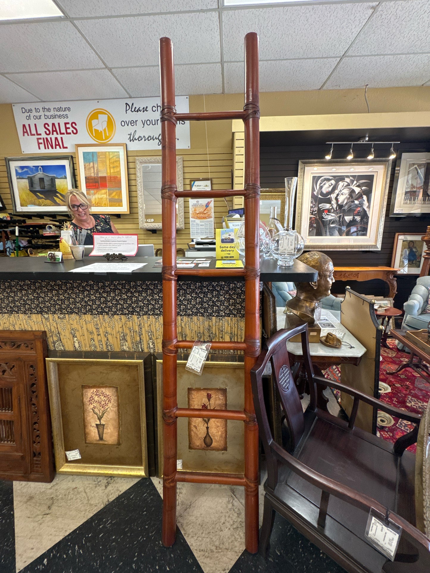 Rustic Wood Floor Wall Ladder