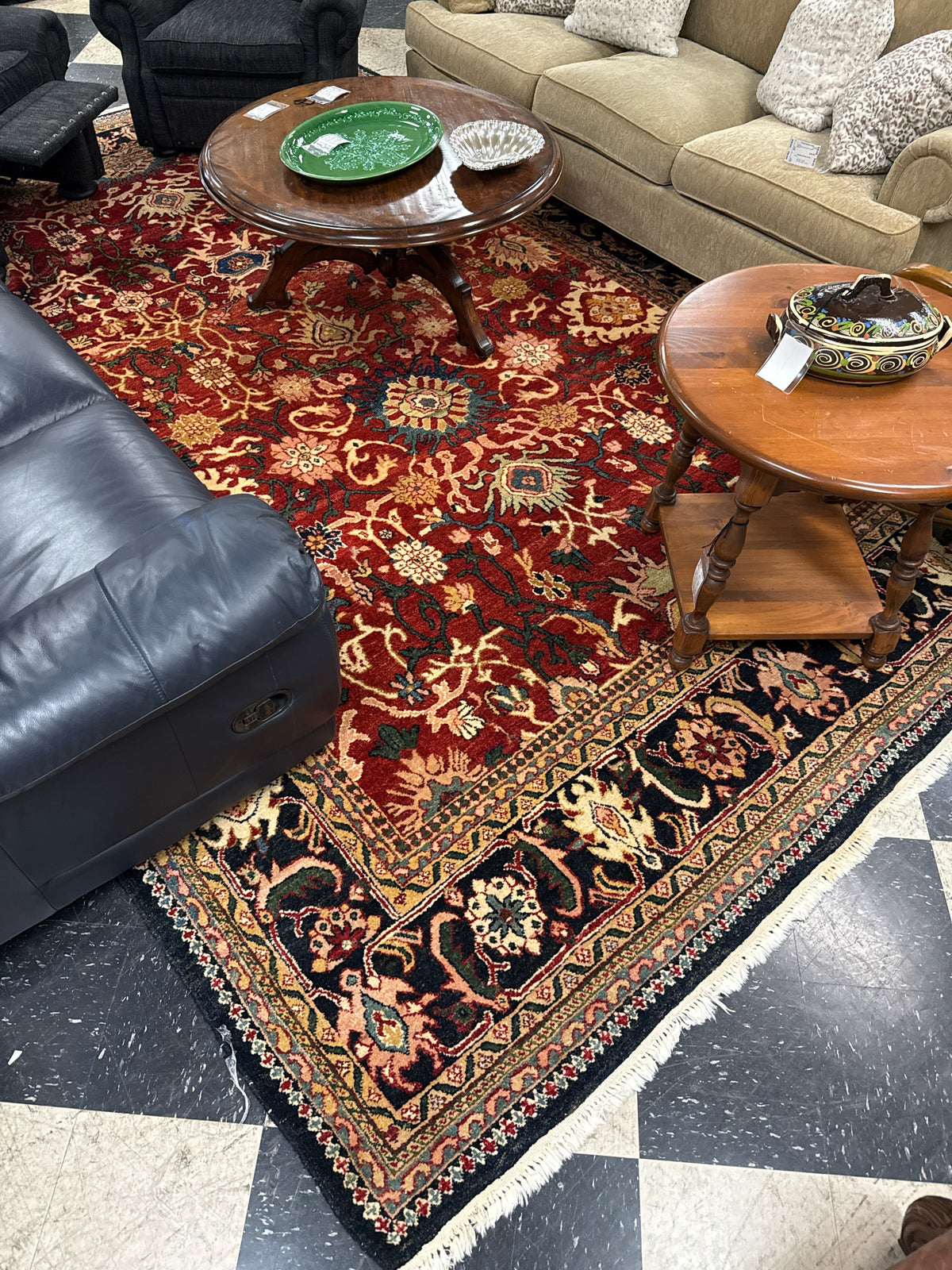 9x12 Black Mountain Looms Mahindra 100% Wool Hand Knotted Rug Red/Dark Blue
