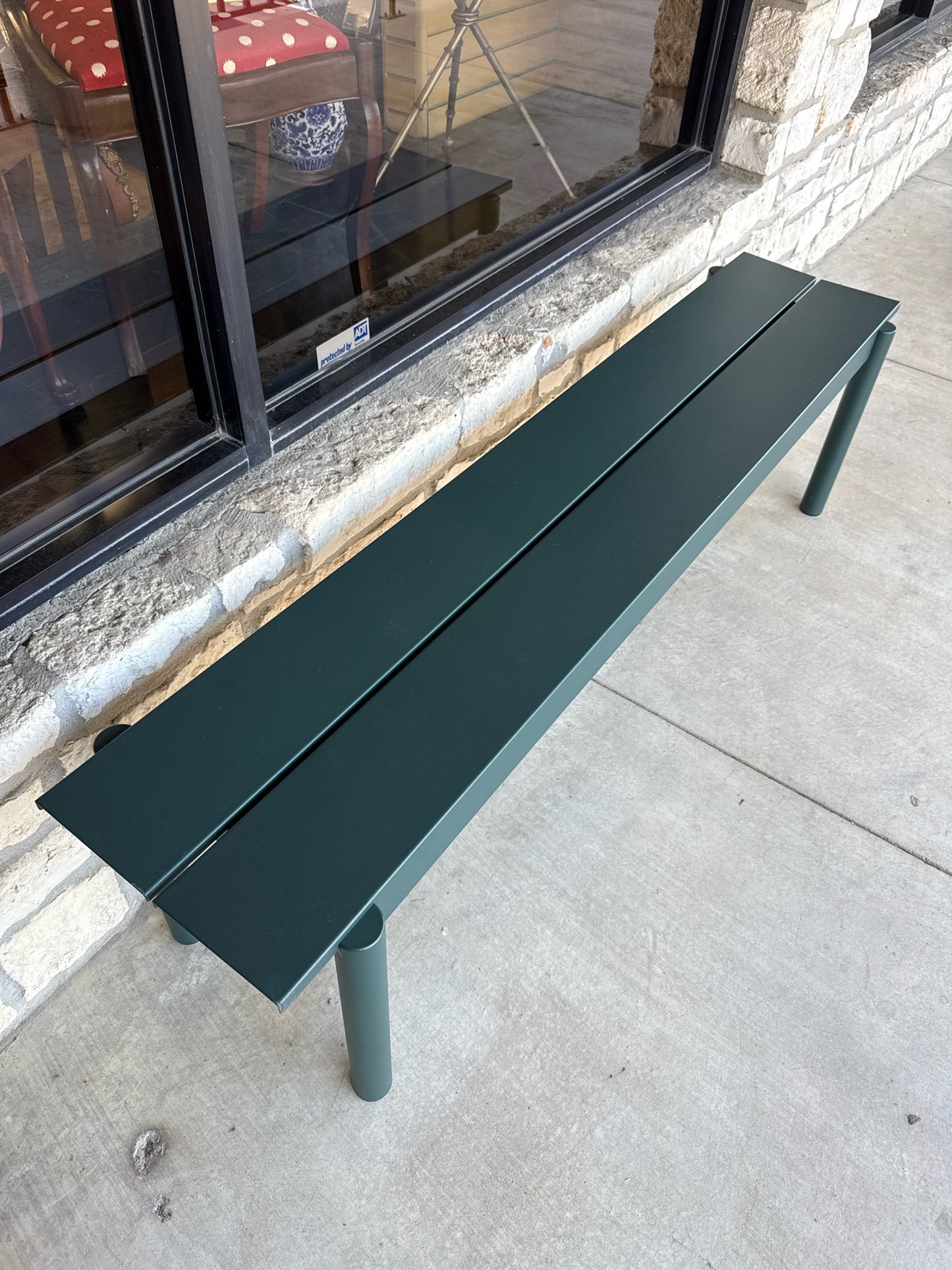 Muuto- Dark Green Linear Steel Bench w/Powder-coated finish(weather-resistant)