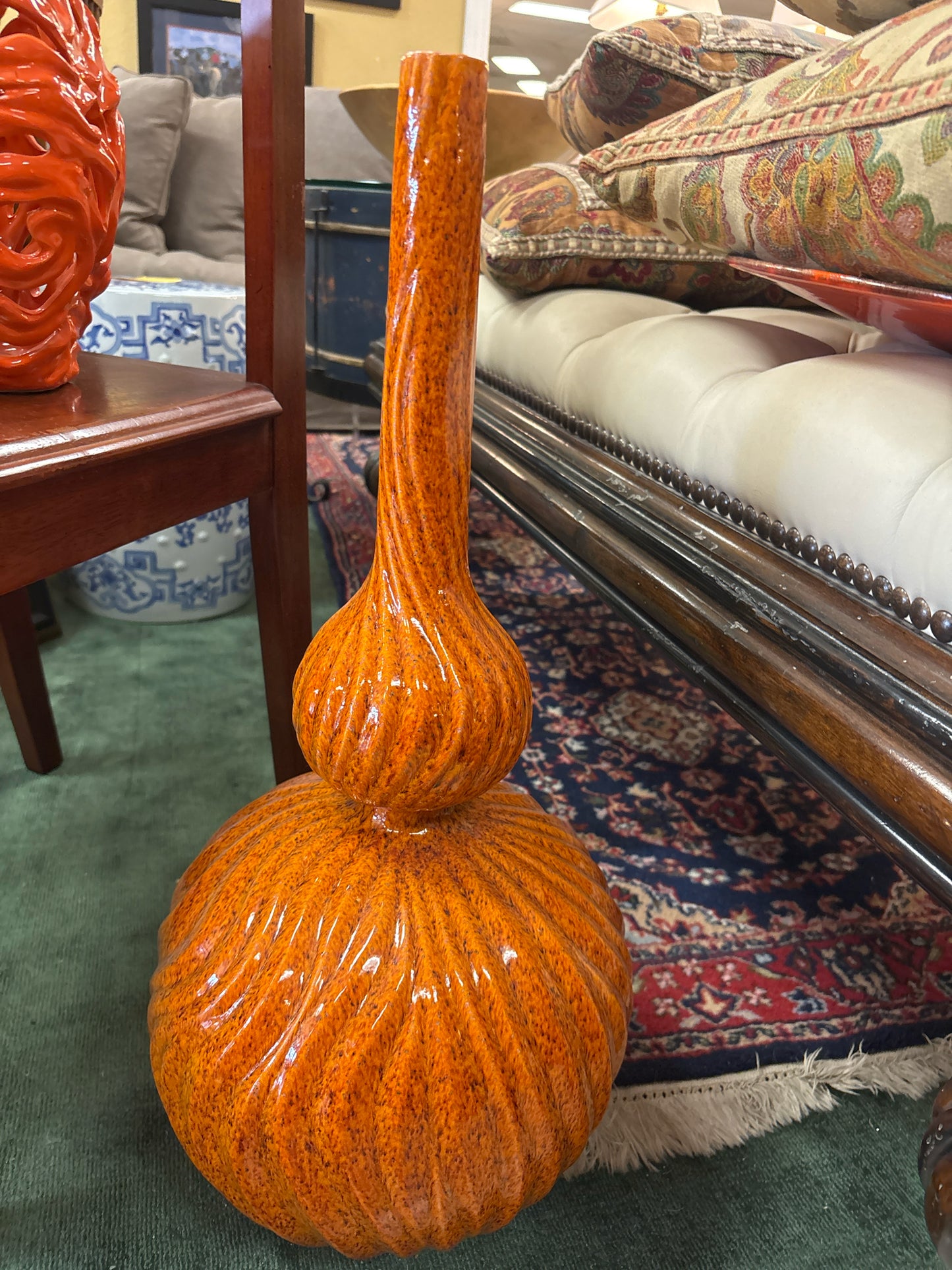 GV Orange Double Ball Vase 26"