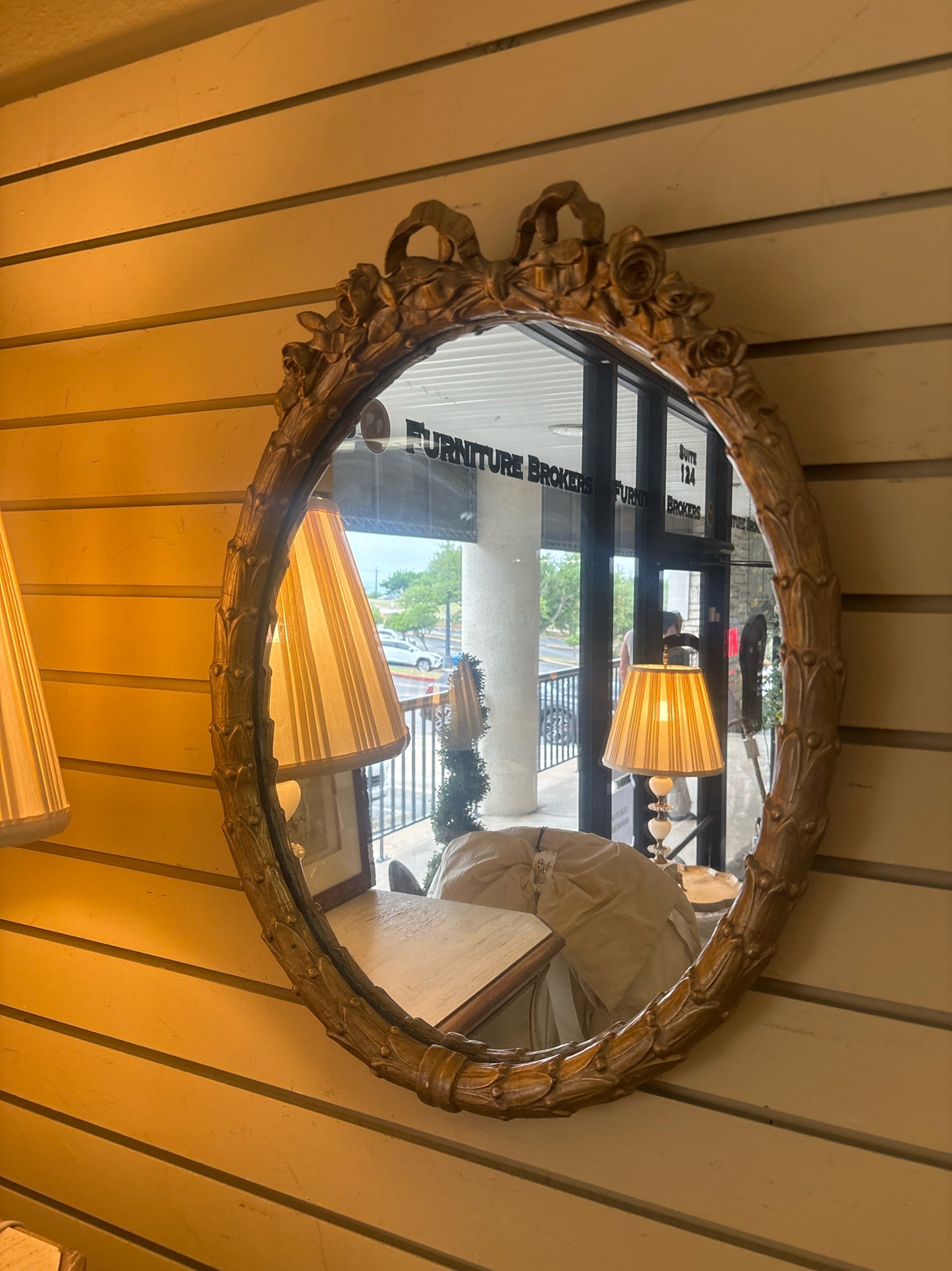 Oval Gold Ribbon Ornate Wall Mirror 24x18