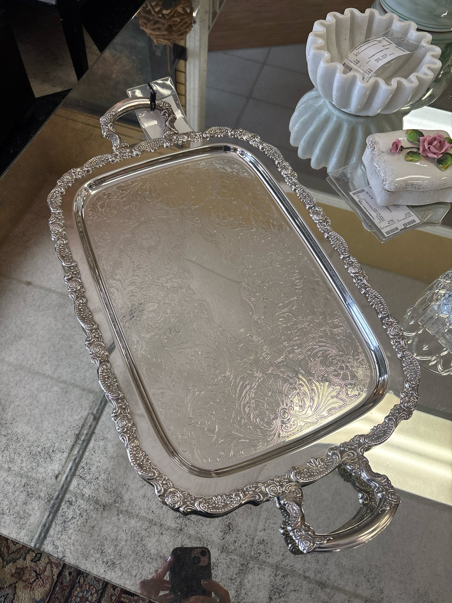 Vintage Silver Plate Oneida "Henly" Butlers Tray w/ Handles