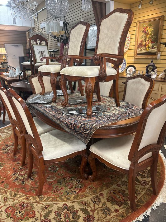 Dining Set - Double Pedestal w/ 8 Chairs & 2 Leafs (80"-116"x 45")