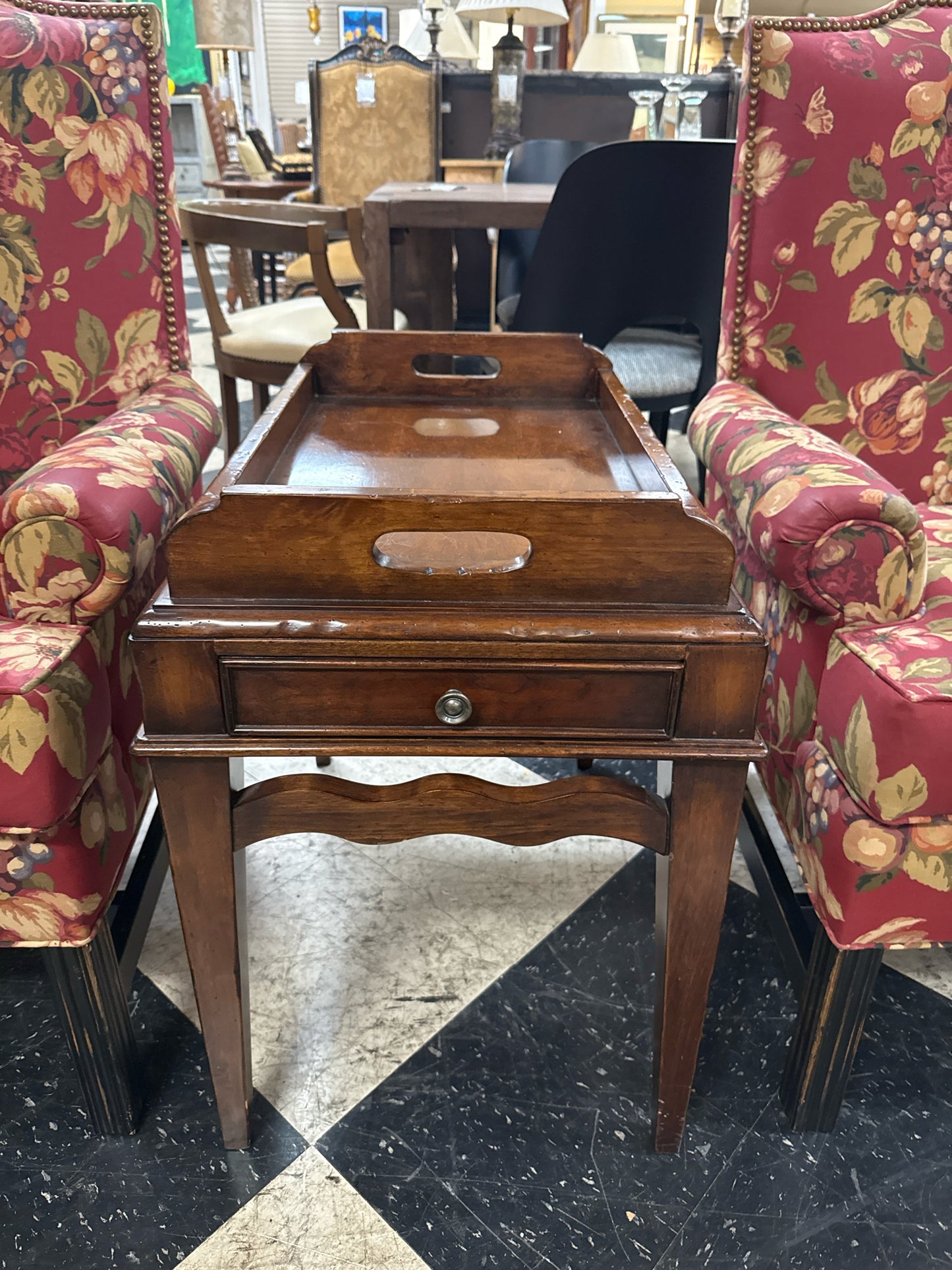 Milling Road Side Table w/Tray Top Look w/Drawer
