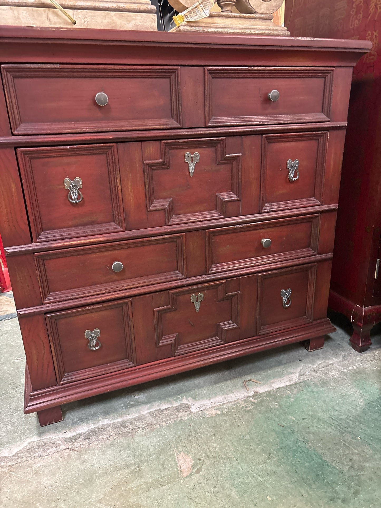 Lexington Red 4 Drawer Chest 38x19x36