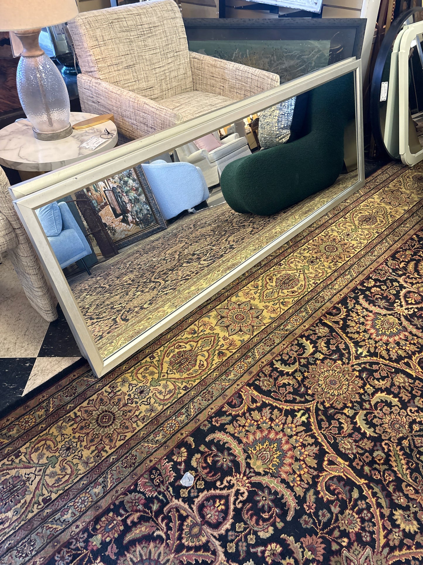 Full Length Rectangular Mirror in Silver Wood Painted Frame (68x24)