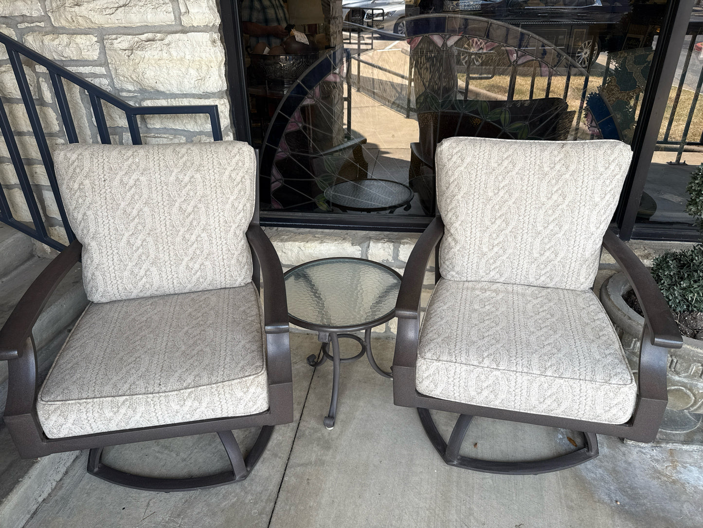 Two Outdoor Swivel Chairs w/Cushions