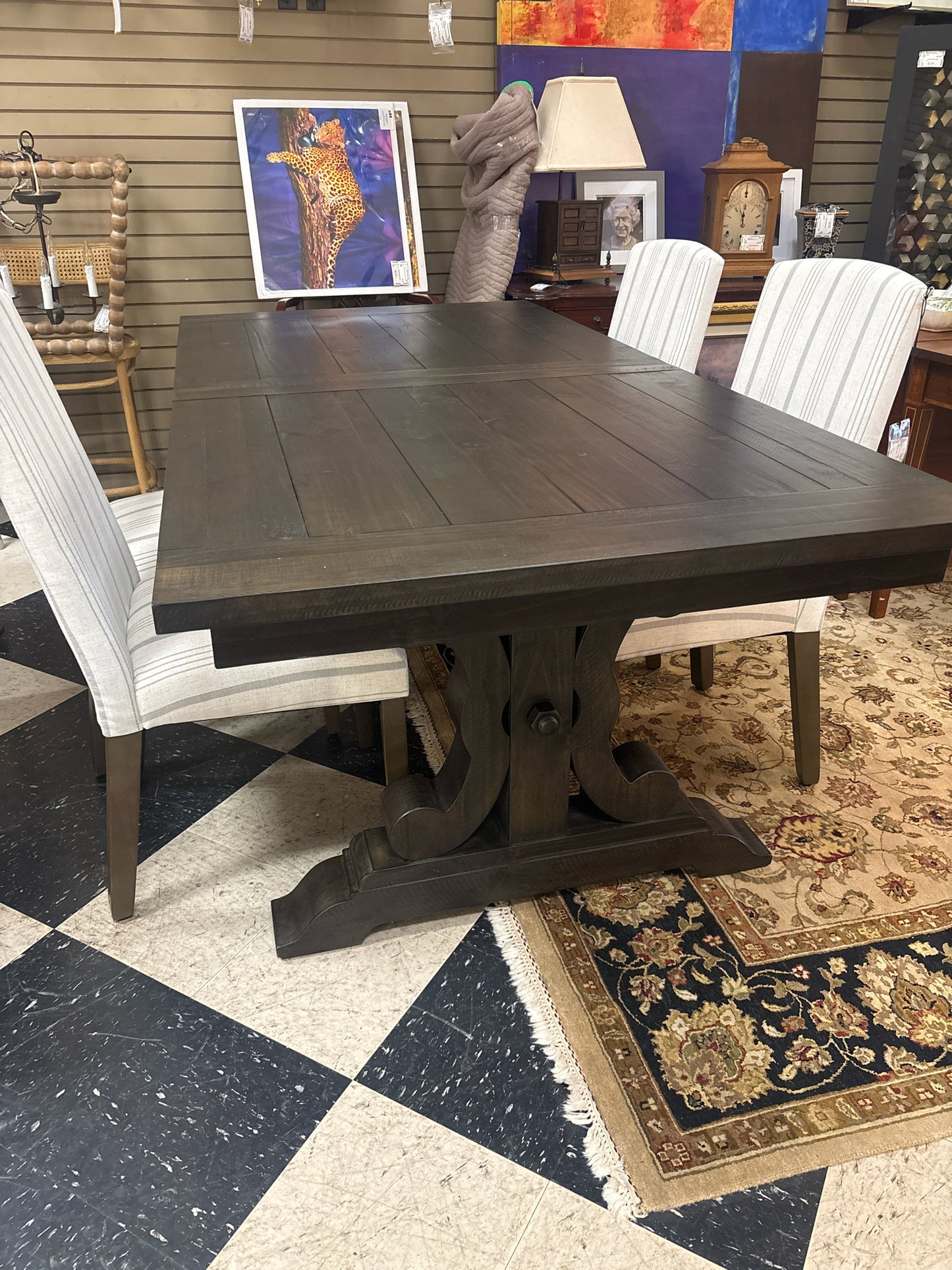 Stained Barnwood Dining Table w/ 2 Leaves (40x80)