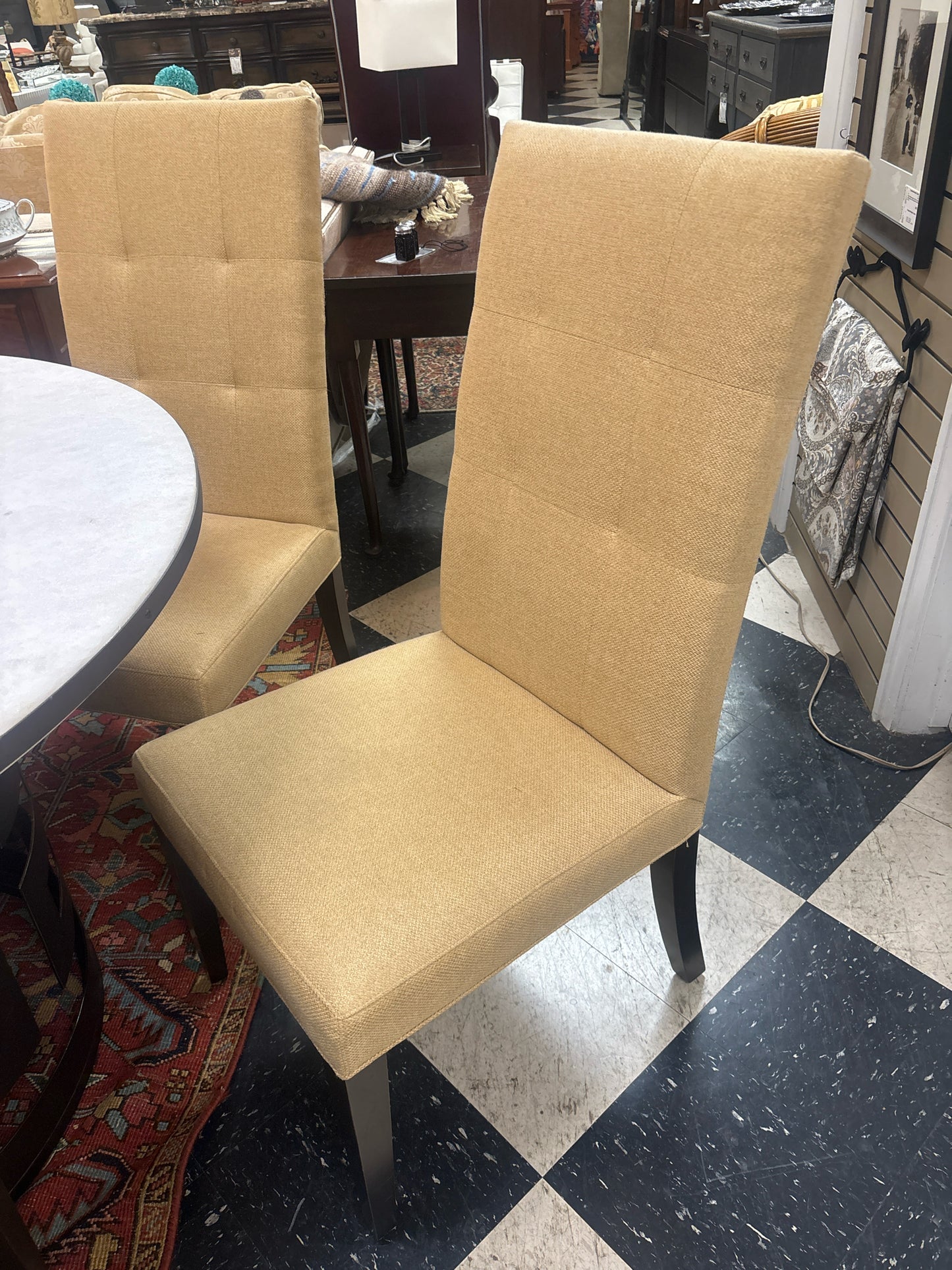 SET of 6 Phillips Interiors Gold Tufted Dining Chairs