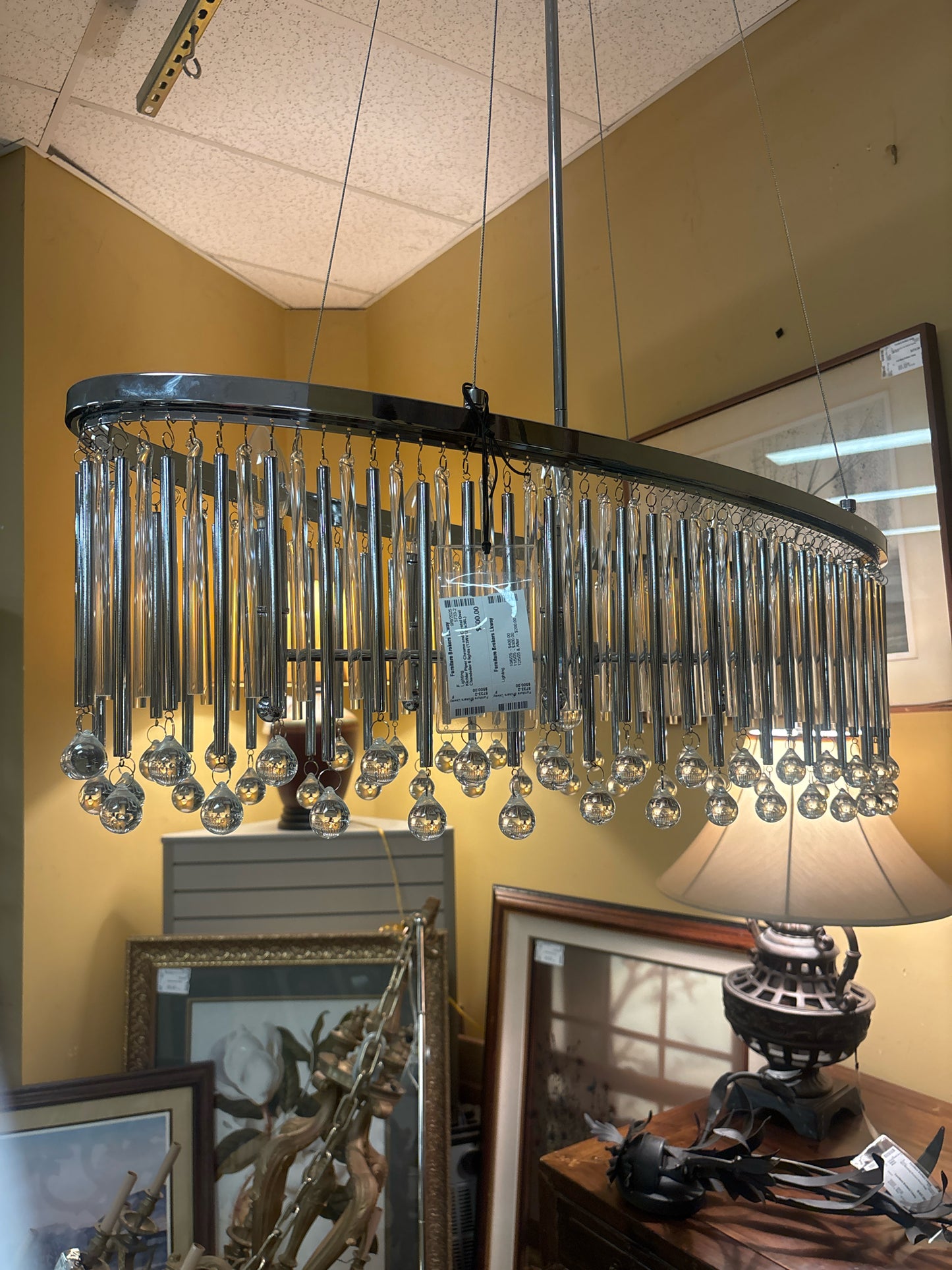 Kichler Piper Chrome and Crystal Oval Chandelier 6 lights (13Wx12Hx36L)