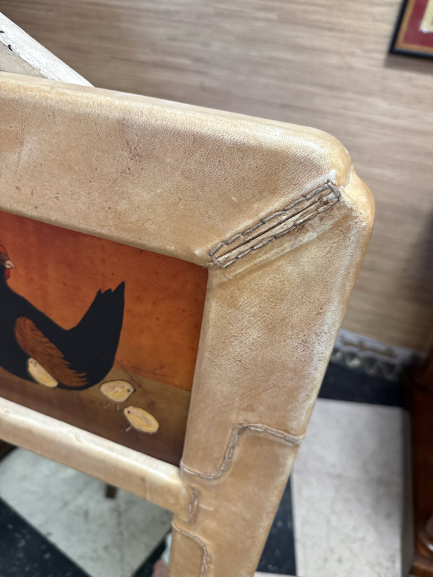 (27x48) Rooster/Chicken Mirror w/Leather Wrapped Border