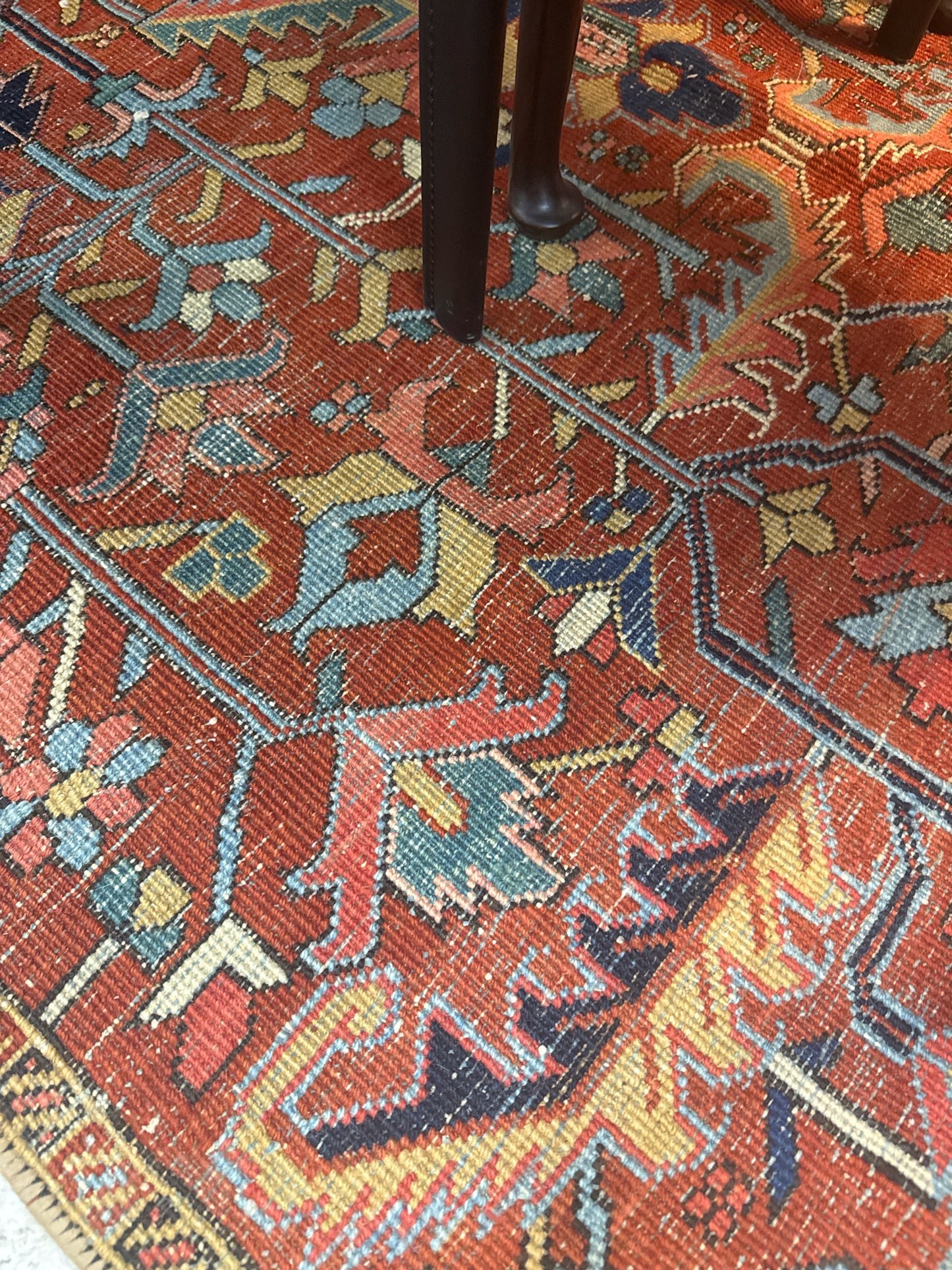 Hand Knotted 100% Wool Oushak Rug (5'x 8') Red/Aqua/Blue/Yellow