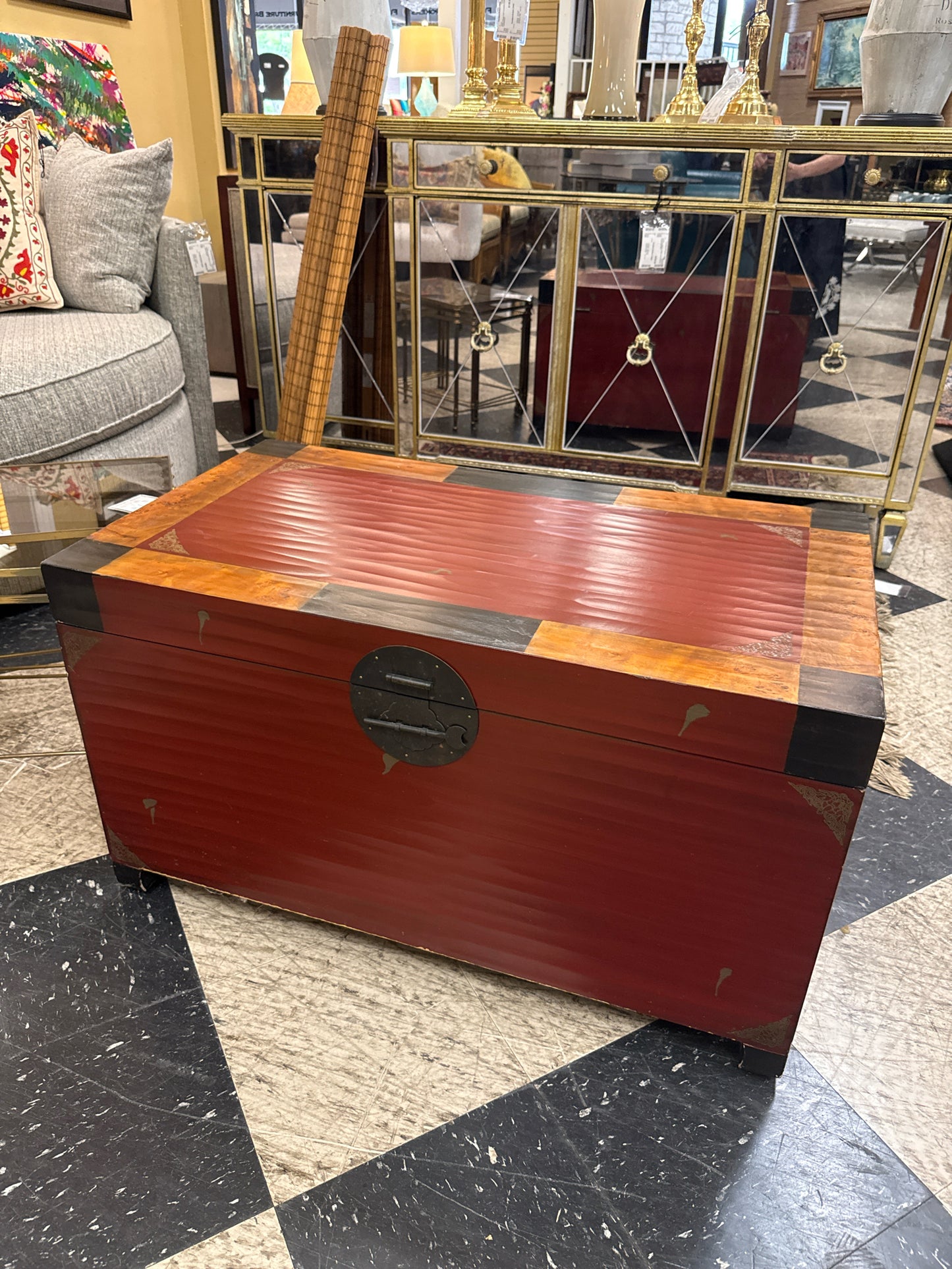 Red Stained Chest w/ Black Accents