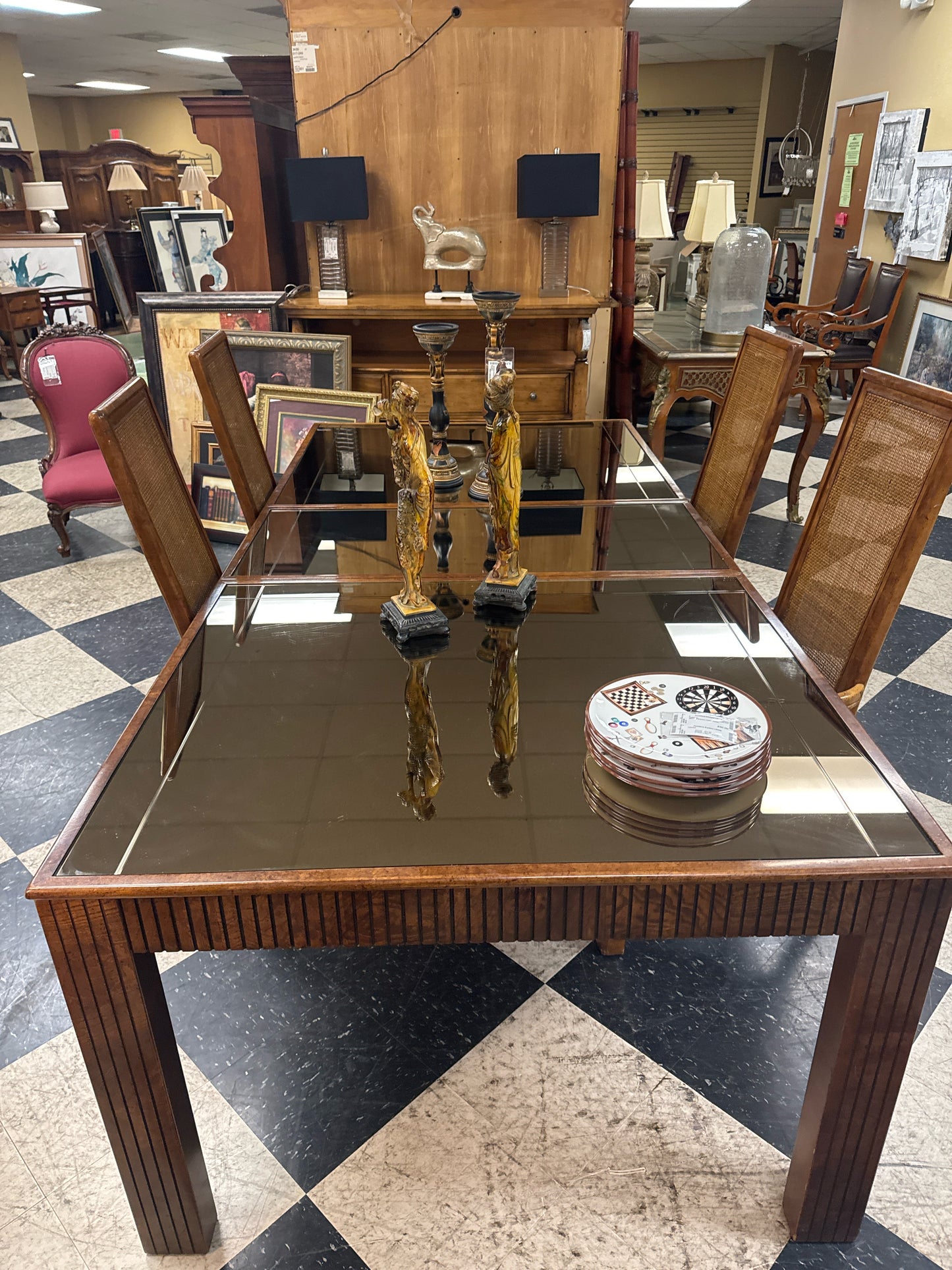 Vintage MCM Dining Table w/2 armless chairs-2 w/arms