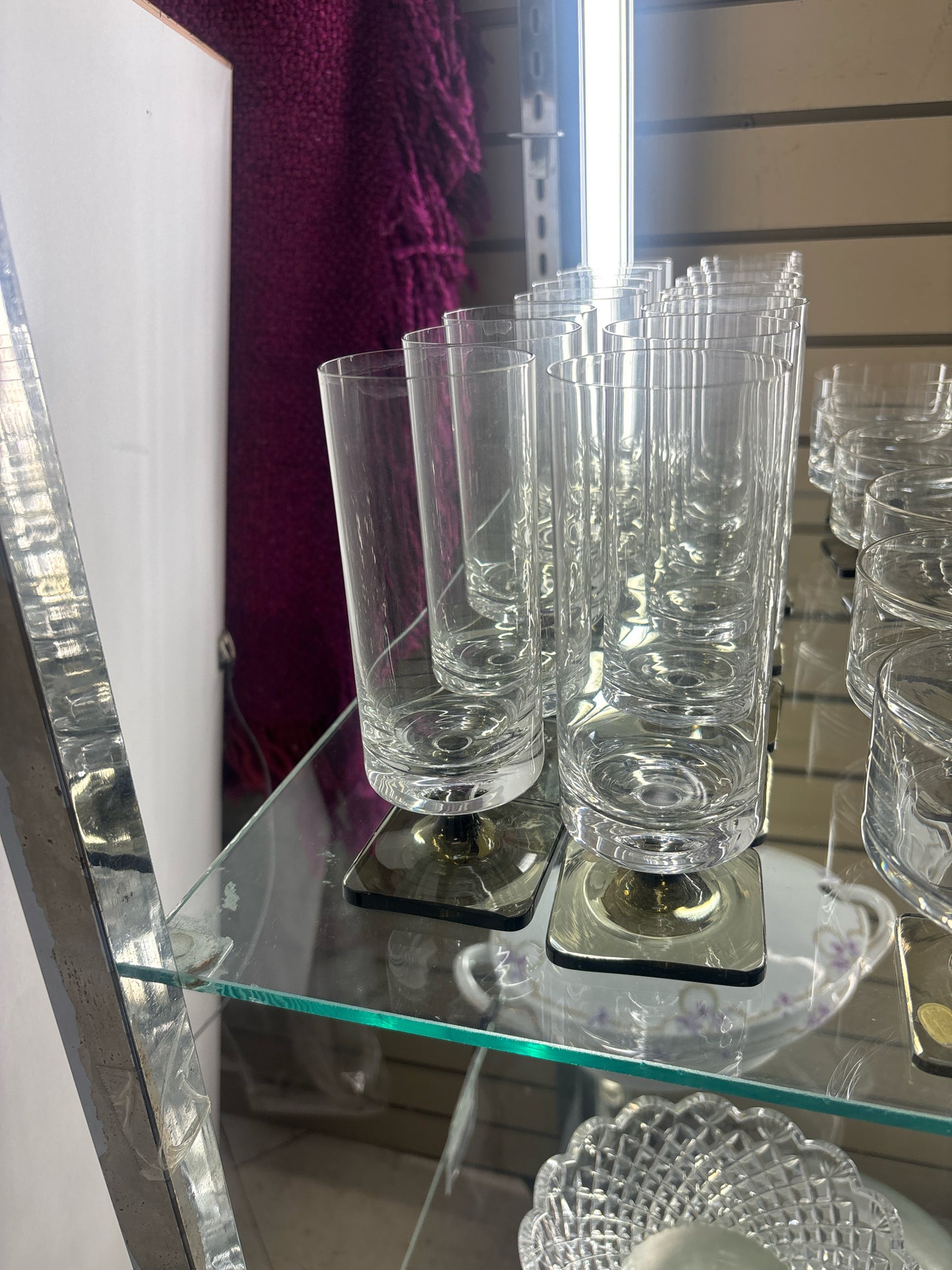 SET of 14 Vintage Rosenthal "Linear Smoke" Ice Tea/Highball Glasses