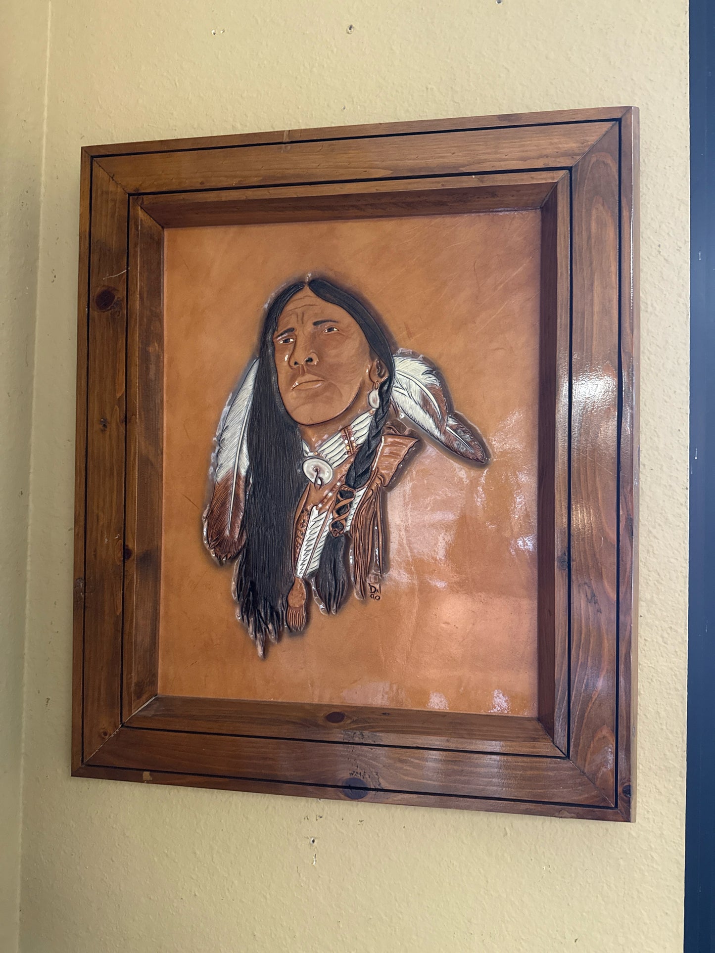 Wooden Hand Carved Art Signed (19x22)