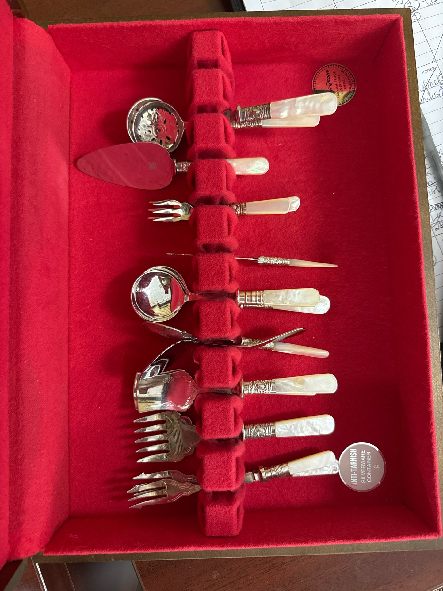 Vintage Mother of Pearl Cutlery Set- 15 Pieces in Anti Tarnish Silverware Box