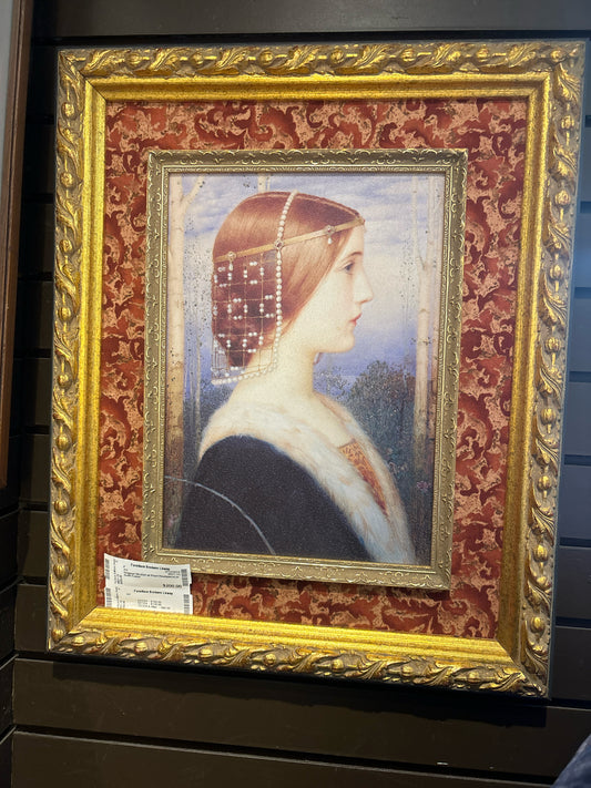 Original Oil (Girl w/ Pearl Headpiece) in Gold Frame