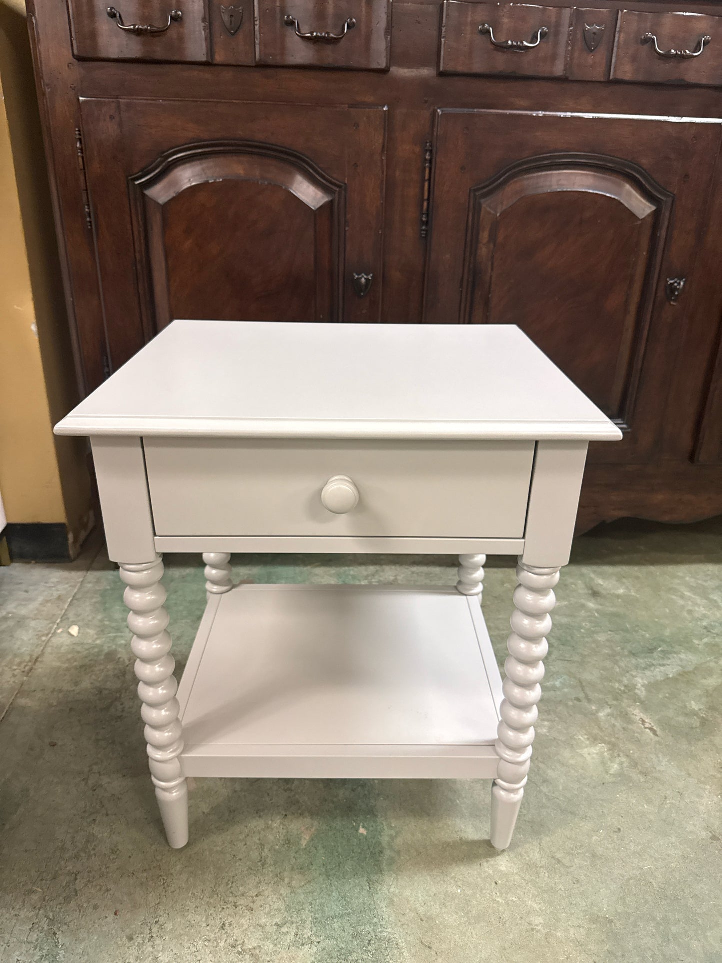 Crate & Barrel Jenny Lind Light Gray Nightstand w/Drawer & Shelf