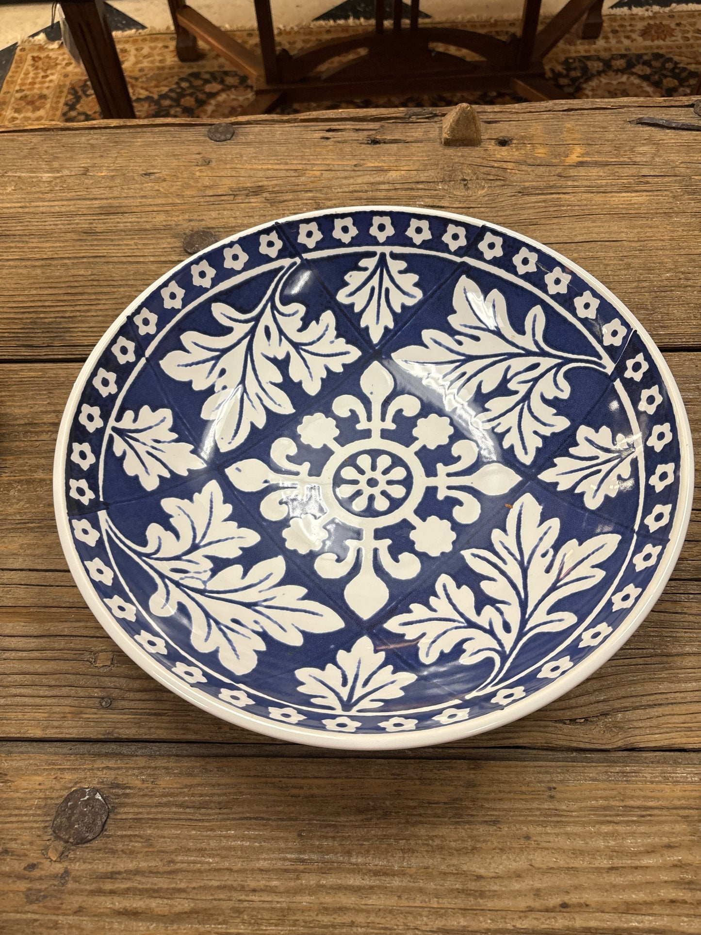 William Sonoma- Blue Tile Pattern Large Serving Bowl