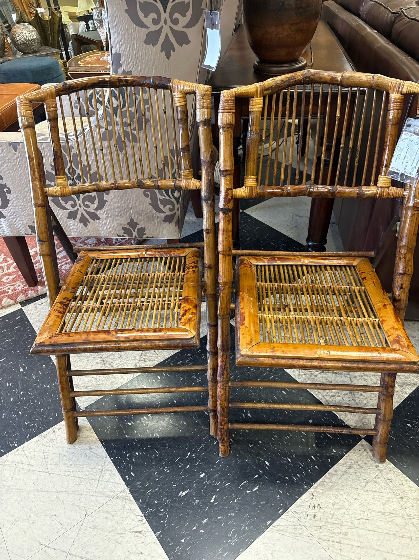 Pair of Folding Bamboo Chairs