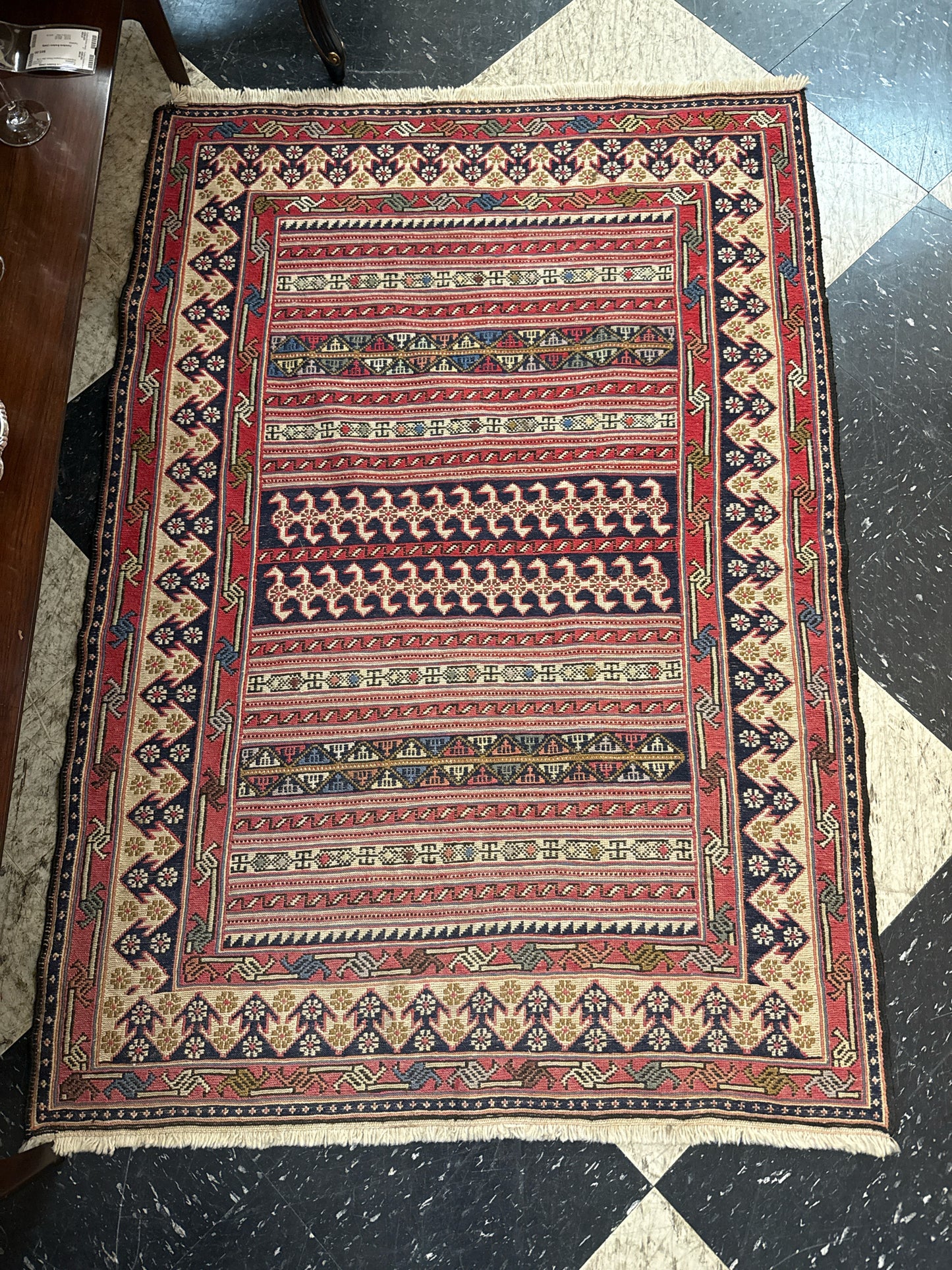 (38.5"x 56.5") Handwoven Rug Red/Blue/Green