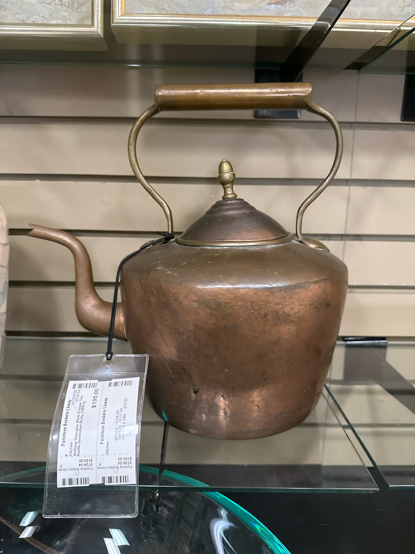 Antique Georgian Style Copper Tea Kettle Dovetailed Body (1800's)