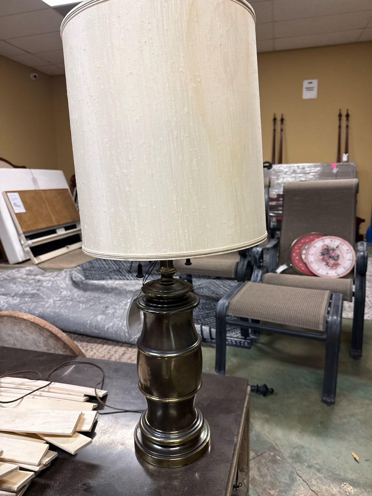 Vintage MAM Solid Brass Banded Urn Style Table Lamp