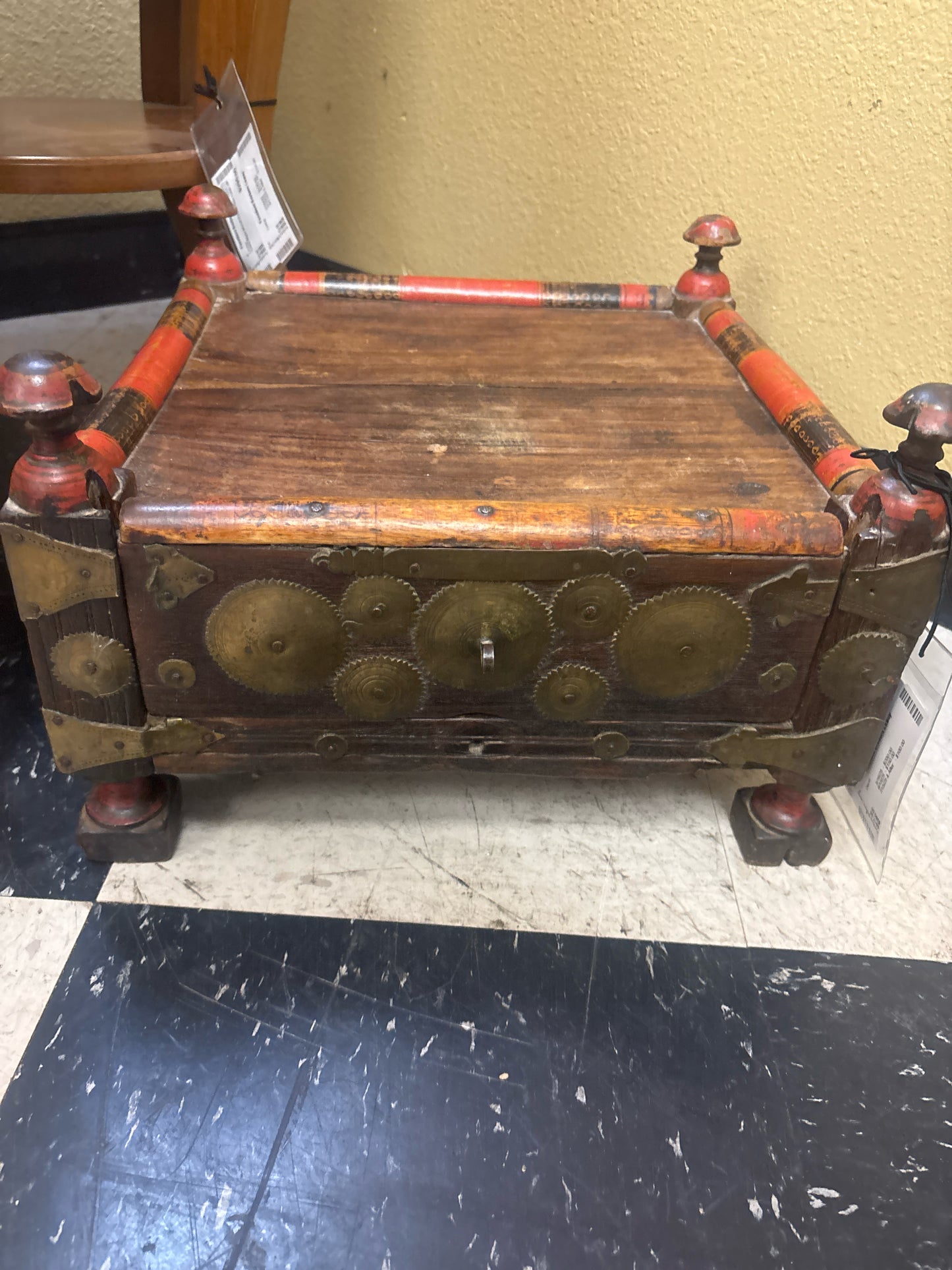 Indian Wood & Brass Old Punjabi Box