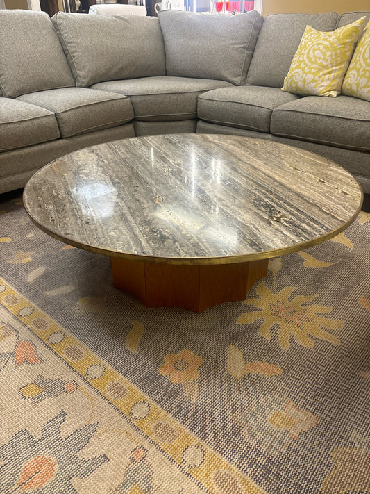 Normandine Round Modern Marble Cocktail Table (Originally $4200)